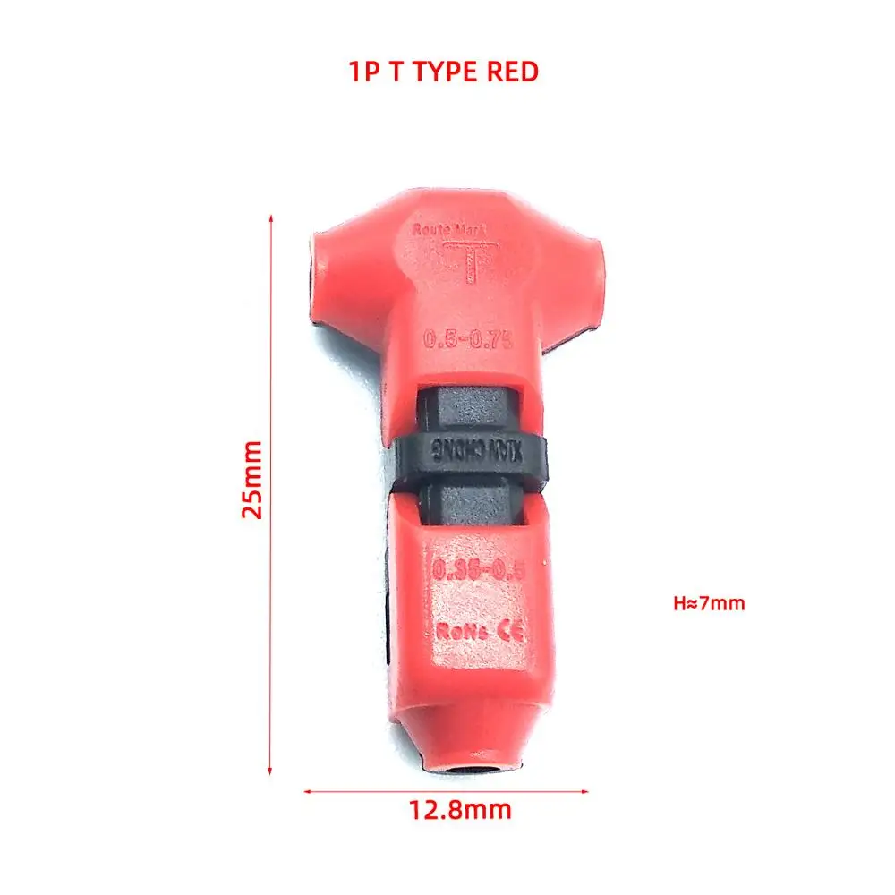 5PCS T1 Red 5 шт. быстрый фиксатор соединения провода разъем проводов для 1 Pin 2 Pin 22-18AWG светодиодные ленты провода автомобиля аудио кабель терминалы обжимной - Цвет: 5PCS T1 Red