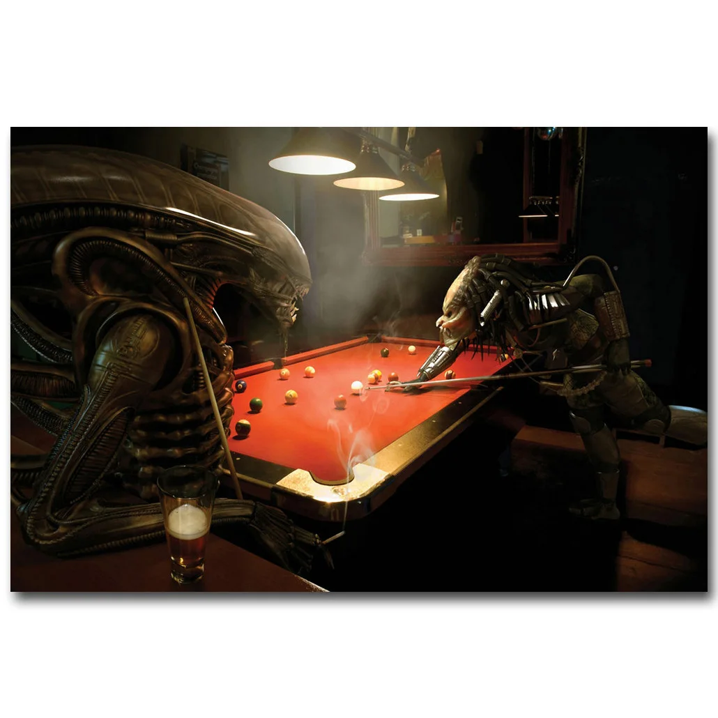 Alien vs Predator игровой бассейн художественный шелковый постер принт 13x20 24x36 дюймов
