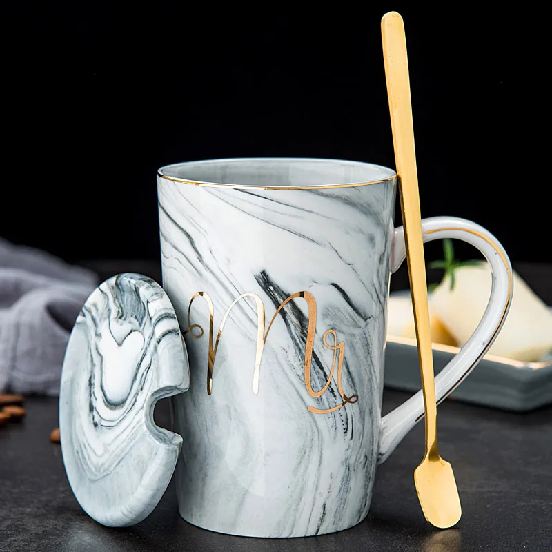 Marbling MRS дизайнерская кружка с настоящей золотой наклейкой и ободком одна крышка