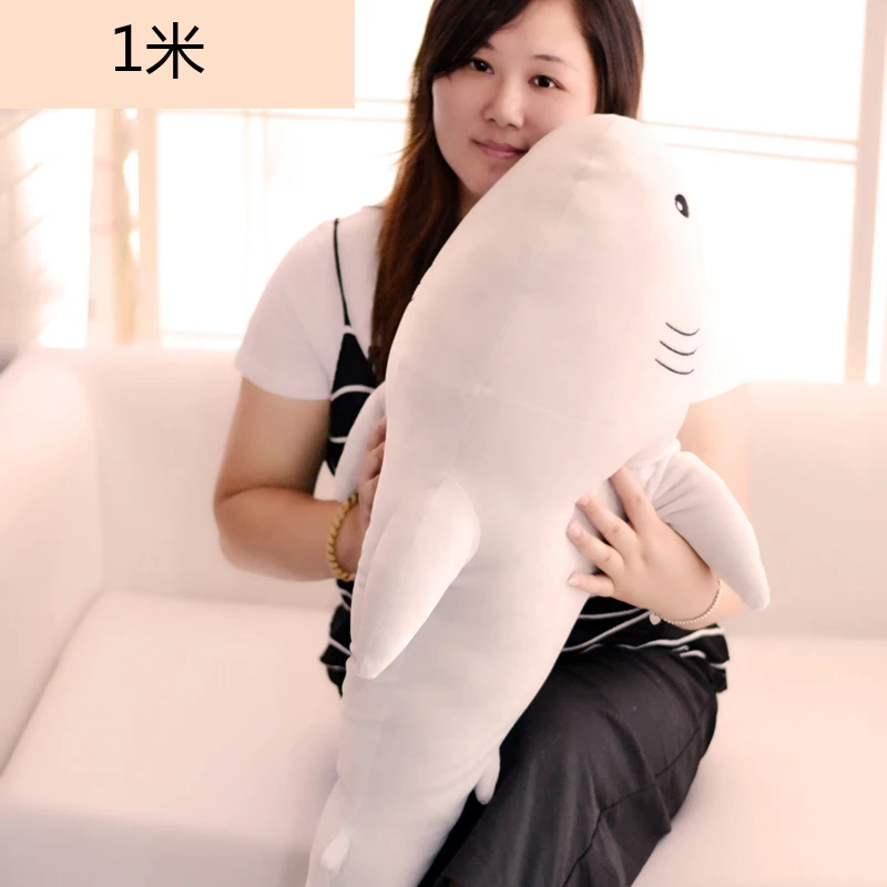 

new plush soft shark toy big light gray shark doll gift about 100cm