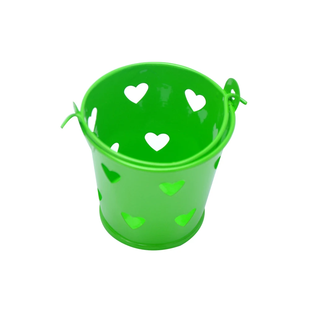 green Мини металлическое ведро полое сердце свадебный подарок коробка для конфет стол органайзер коробка для конфет Прямая - Цвет: green