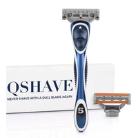 qshave orange series 3 layer usa blade manual men shaving razor it with 2 pieces x3 blade qshave name engraved service provided