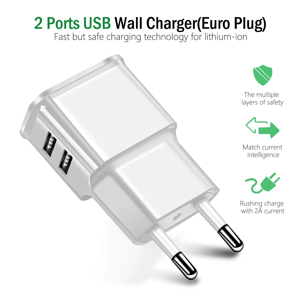 Dual USB зарядное устройство мобильный телефон ЕС s Plug Путешествия стены переходник