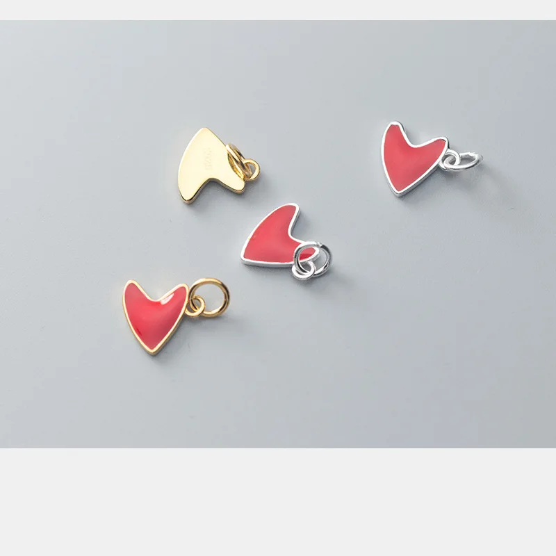 925 пробы серебряные капельки клея ремесло сердце амулеты 11 мм Прекрасный Hadnmade