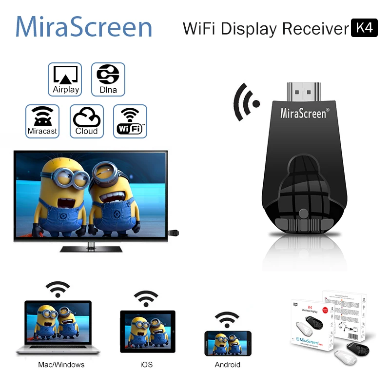 MiraScreen K4 ТВ адаптер беспроводной ключ доступа к 2 4G 1080P HD HDMI Miracast Airplay для Iphone Android TV