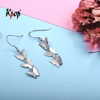 kpop butterfly drop dangle genuine 925 sterling silver fashion long earrings for women e6012