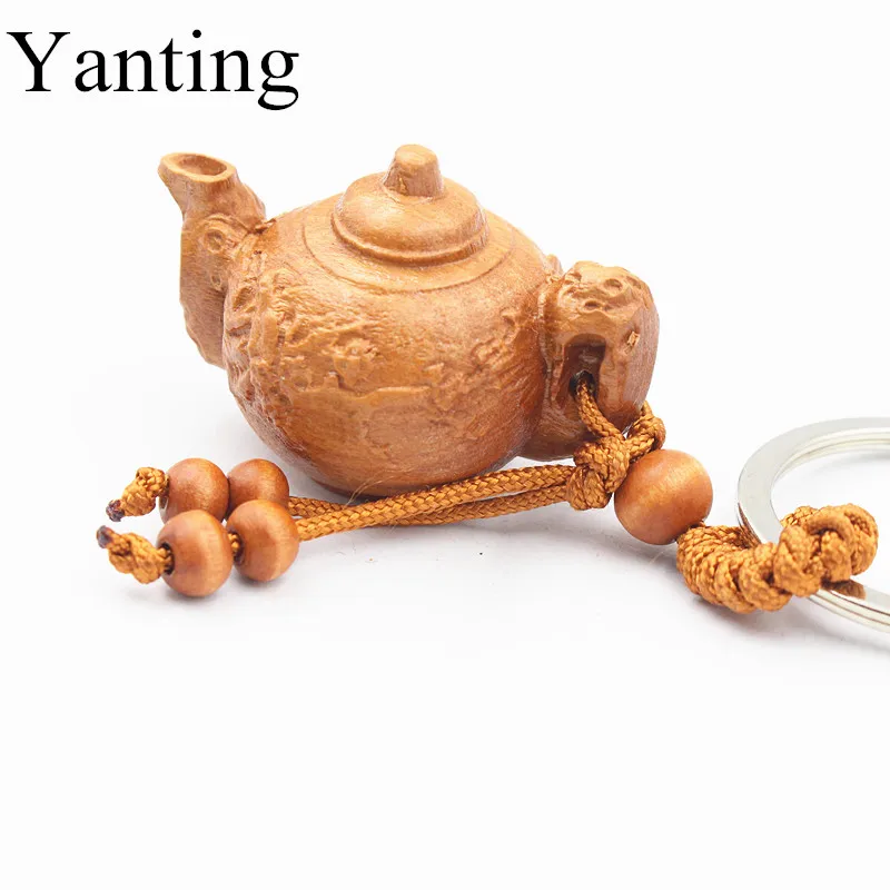 Брелок Yanting из дерева брелок с чайником сливы автомобильные брелки для женщин и