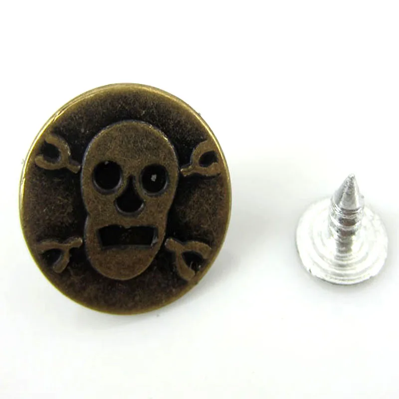 50 наборов под бронзу с рисунком черепа металлические пуговицы хвостовиком