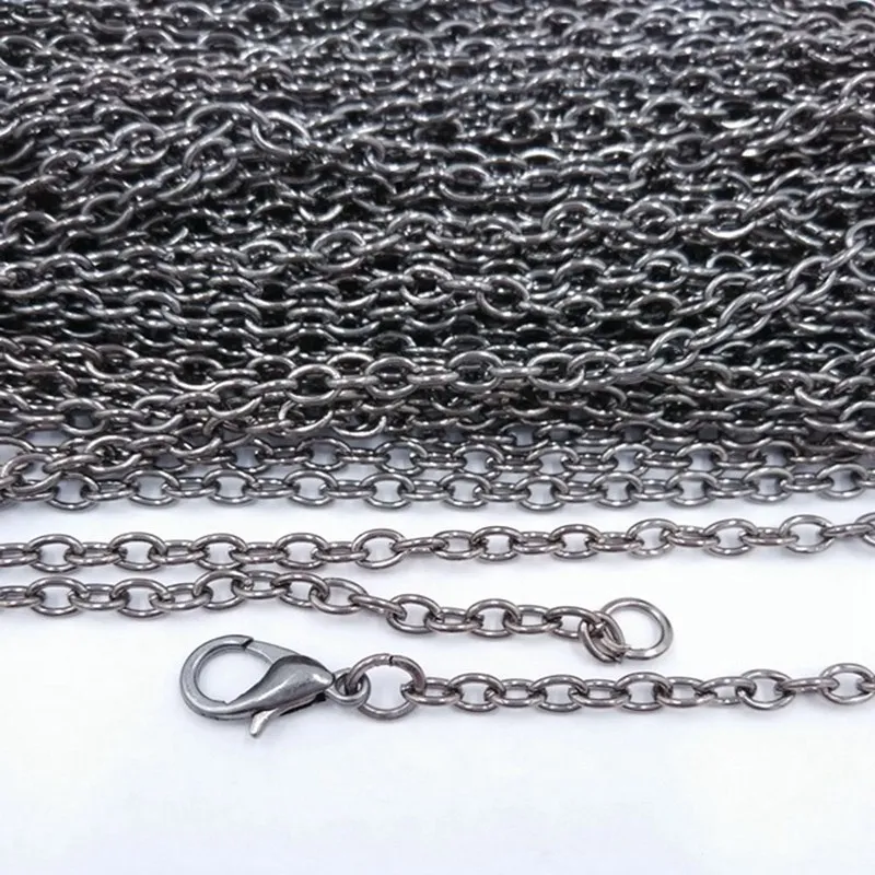 100 шт. в партии Металлическая черная звеньевая цепочка ожерелье фурнитура