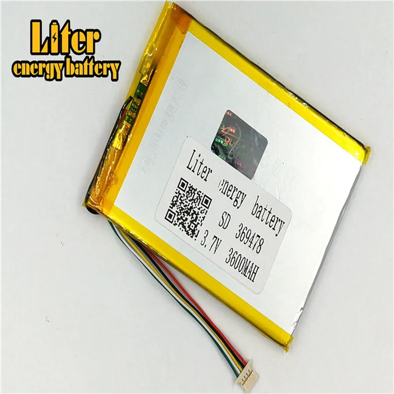 1 0 мм 5pin разъем 369478 перезаряжаемый высококачественный LiPo 3 7 v 3600mAh планшетный ПК