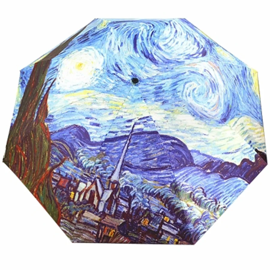 Роскошный зонт от солнца Van Gogh с защитой ультрафиолета складной волшебный
