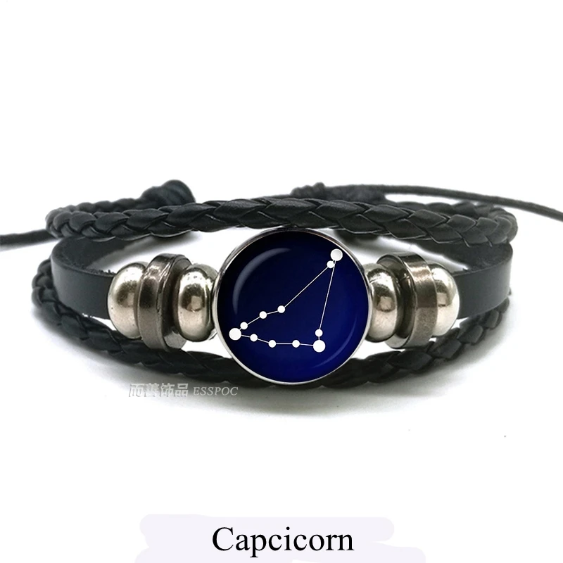 Мужской и женский кожаный браслет с 12 знаками Зодиака новый модный небула звезда