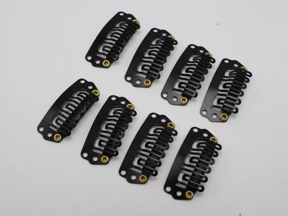 30 черный металлический 6-зубчатый силиконовый зажим для волос 28x13 мм наращивания