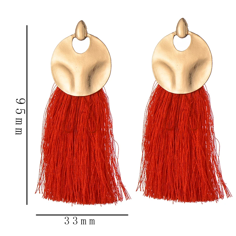 Bohemian Big Tassel Drop Earrings For Women Vintage Golden Round Fringe Earring Handmade Brincos Fashion Female Jewelry | Украшения и