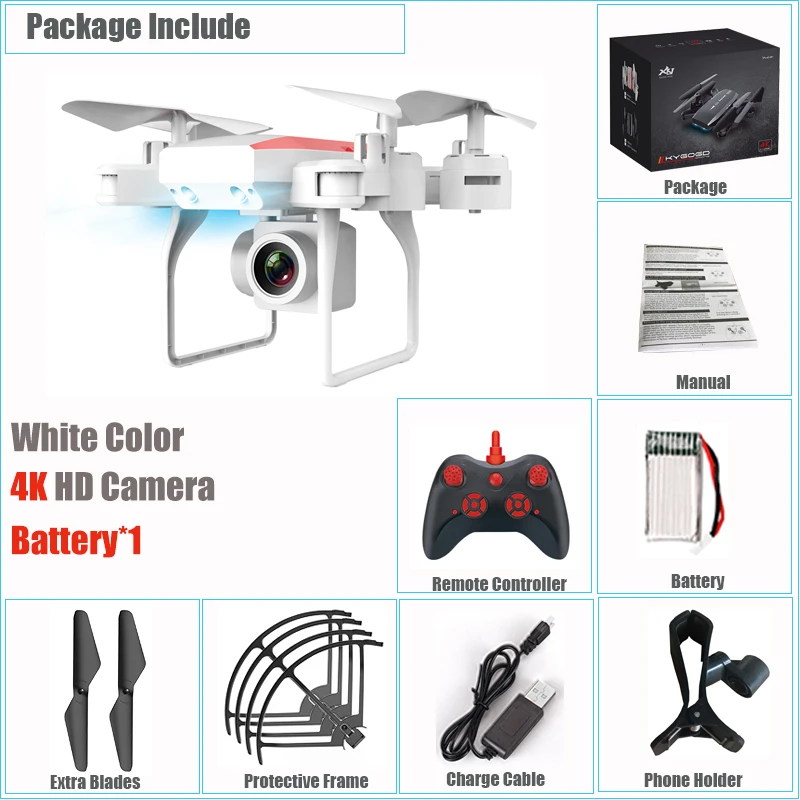 White 4K 1 Bat Радиоуправляемый Дрон с камерой 4K HD wifi Вертолет FPV висящий на высоте складной мини-камера управления Квадрокоптер траектория полета Дрон - Цвет: White 4K 1 Bat