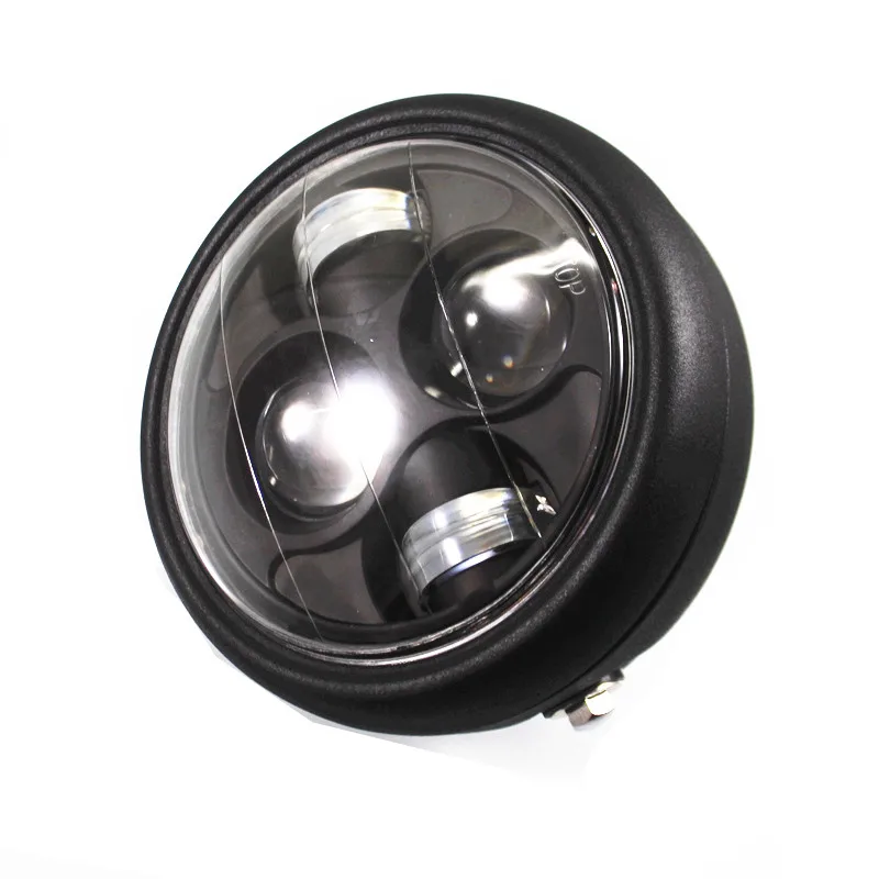 Motorcycle High Low Beam LED 6 1/2&quot HeadLight Cafe Racer Bobber Chopper Cruiser Touring Scooter Offroad Black |