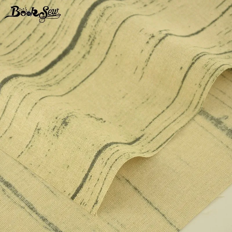 Хлопчатобумажная льняная ткань Booksew для кукол бежевая линия тканевая занавесок