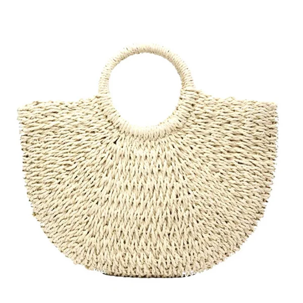 Style 3-Beige Винтажная соломенная сумка, круглые сумки из ротанга, летние сумки ручной работы, Тканые Пляжные женские сумки через плечо, богемные женские дорожные сумки - Цвет: Style 3-Beige