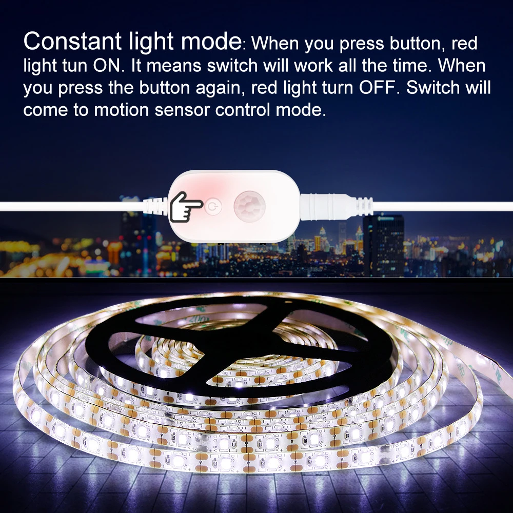 Пир движение активированный USB светодиодная лента лампа 2835SMD DC5V гибкий Диммируемый светодиодный светильник кровать лестница Гибкая полоса под шкаф светильник s