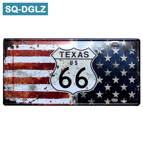 [SQ-DGLZ] Горячая Техасский Route 66 номерной знак бар украшение стены оловянный знак винтажный металлический знак домашний декор живопись таблички плакат - Цвет: 0009