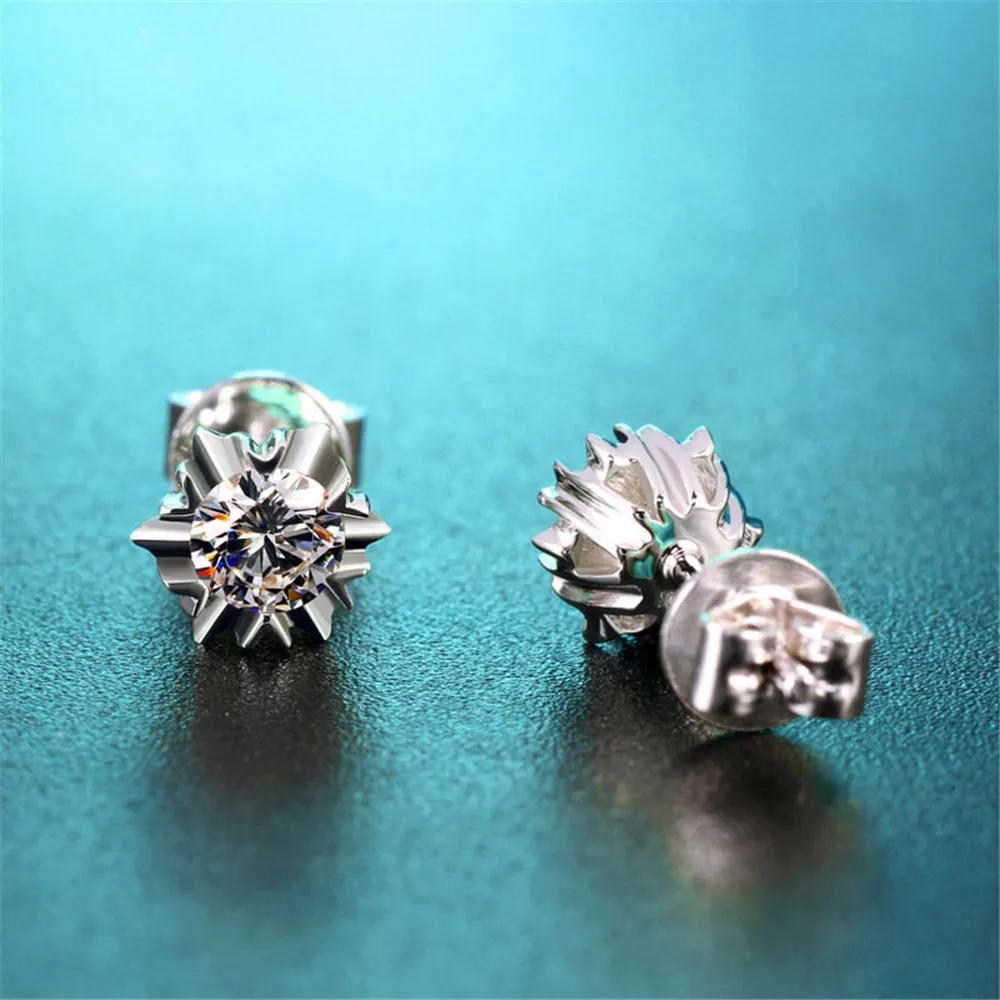 Женские серьги гвоздики с белым топазом OneRain свадебные из 100% стерлингового