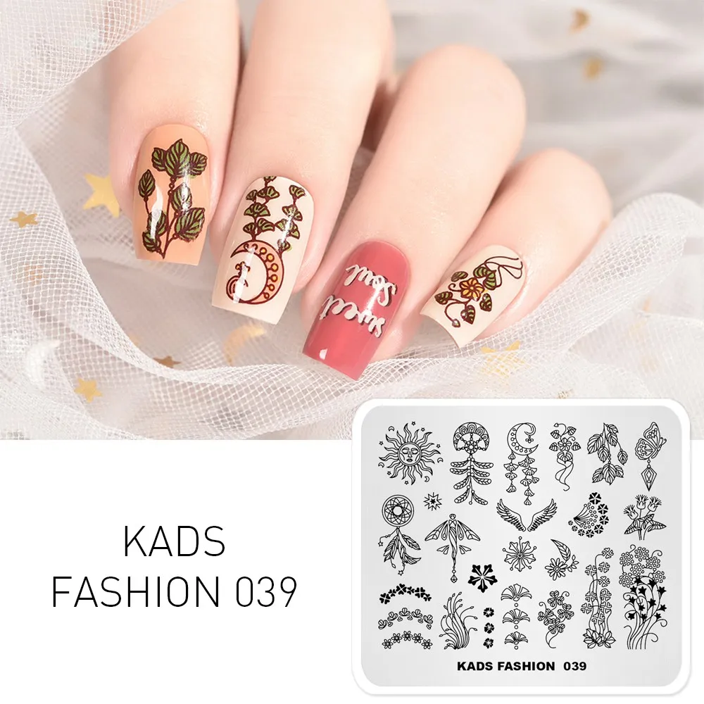 KADS Fashion 039 pattern nail stamp templates nail art stamping Plate Image Template Tools For printing DIY Manicure Stencils