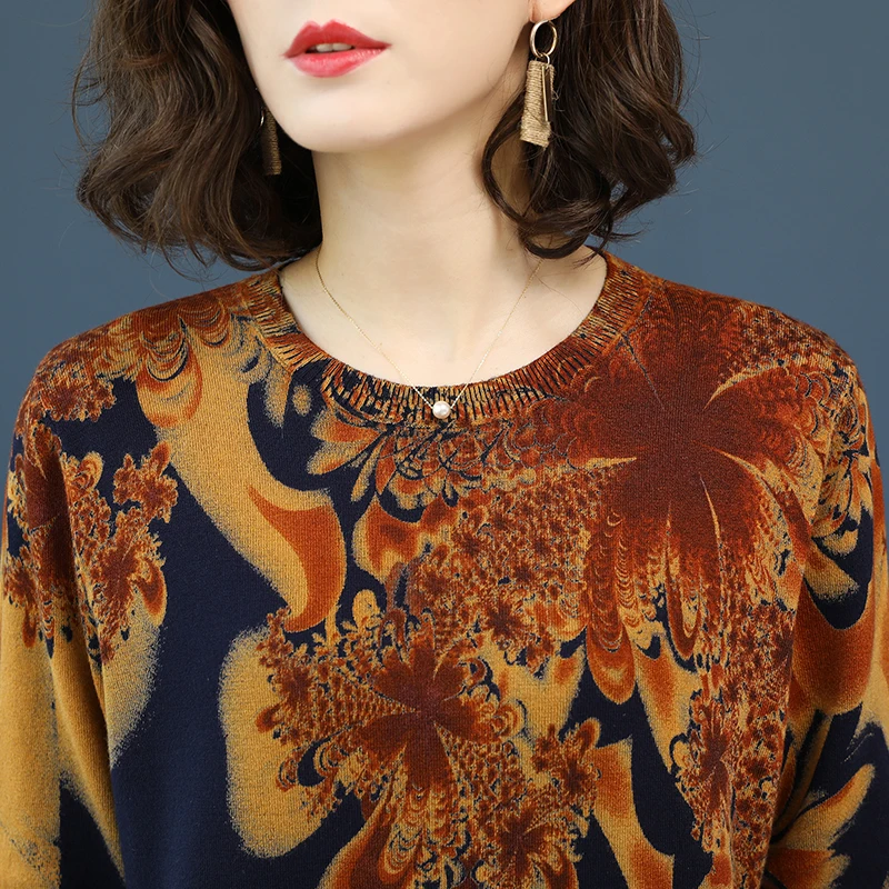 YISU Sweaters Women 2019 Spring Autumn Oil painting style printing Long Sleeves Fashion Pullovers soft | Женская одежда