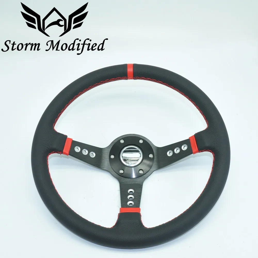 Фото Высококачественные автомобильные гоночные рулевые колеса, 1 шт., SPCO, 14-дюймовый кожаный дрейфующий руль 5158 №1