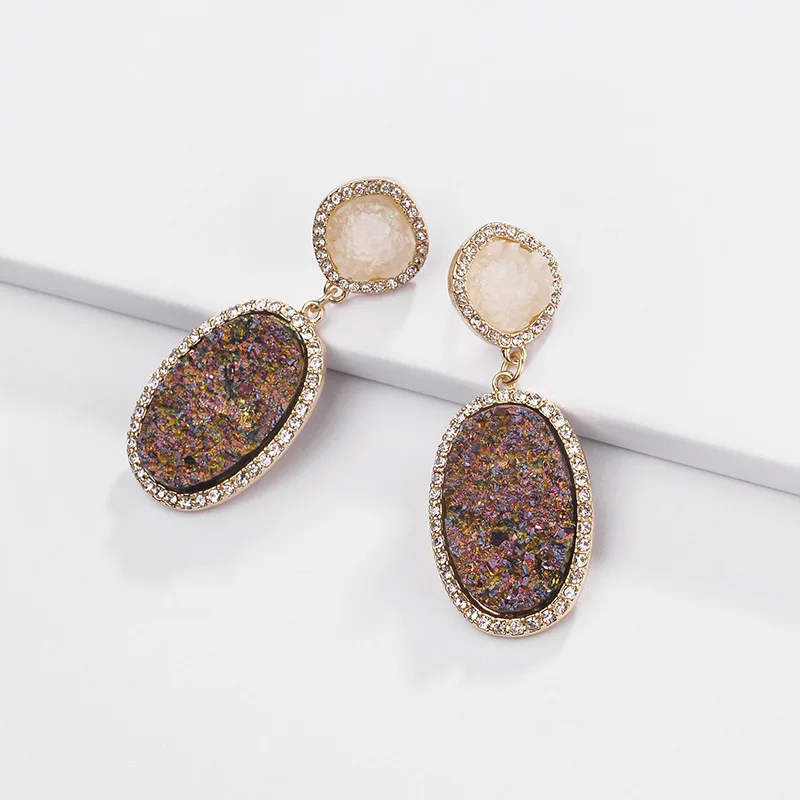 3 цвета Druzy Drusy серьги-гвоздики из искусственного камня модные известный бренд