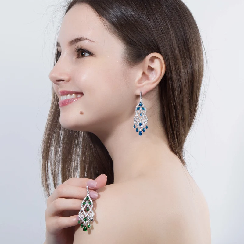 BlingZircons известный дизайнер для женщин ювелирные изделия благородный зеленый