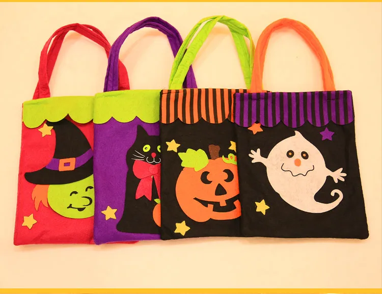 100pcs/lot China factory for promotion multi styles fashionable felt children kids halloween trick or treat bag a gift | Дом и сад