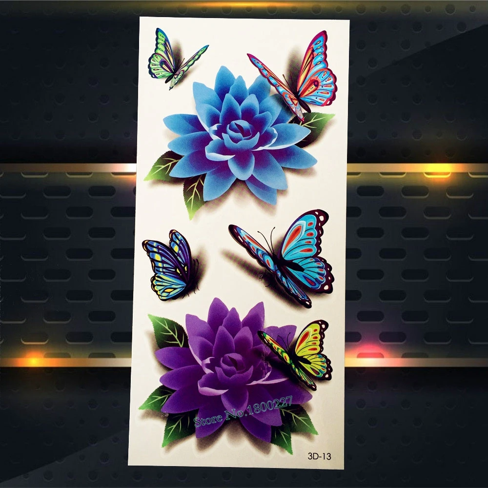 1 шт. очаровательные временные татуировки в виде цветов бабочек сексуальные