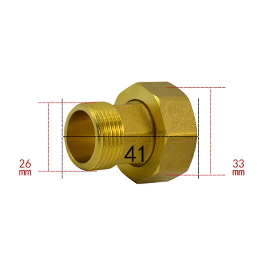 1" BSP Female To 3/4" BSP Male Hex Brass Union Pipe Fitting Water Gas Oil For Water Meter