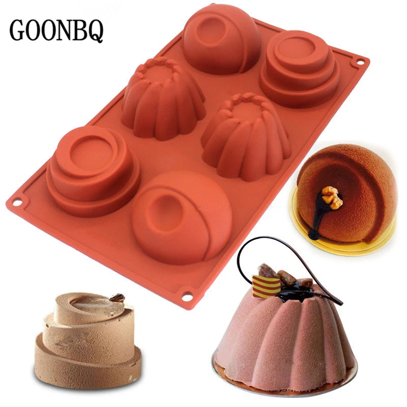 GOONBQ 1 шт. 6 отверстий форма для кекса силиконовая круглая кружки торта DIY