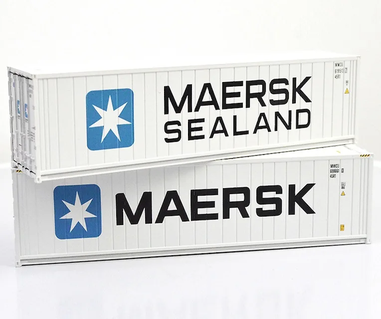 maersk 2 Ho Масштаб 1: 87 Модель поезд грузовик железнодорожное моделирование 40ft морозильник контейнер грузовые автомобили - Цвет: maersk 2