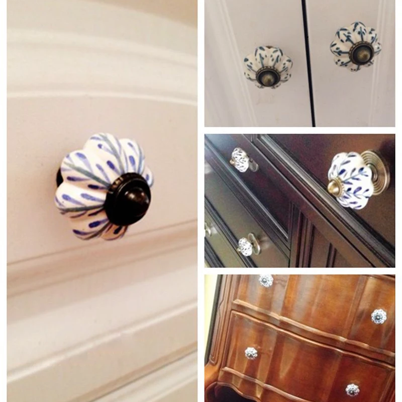 8 шт. ручная роспись винтажные керамические ручки Классические китайские белые и