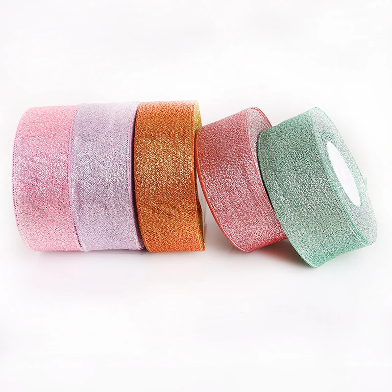 25 ярдов 7 цветов Блестящая лента металлический блеск свадебное Рождественское