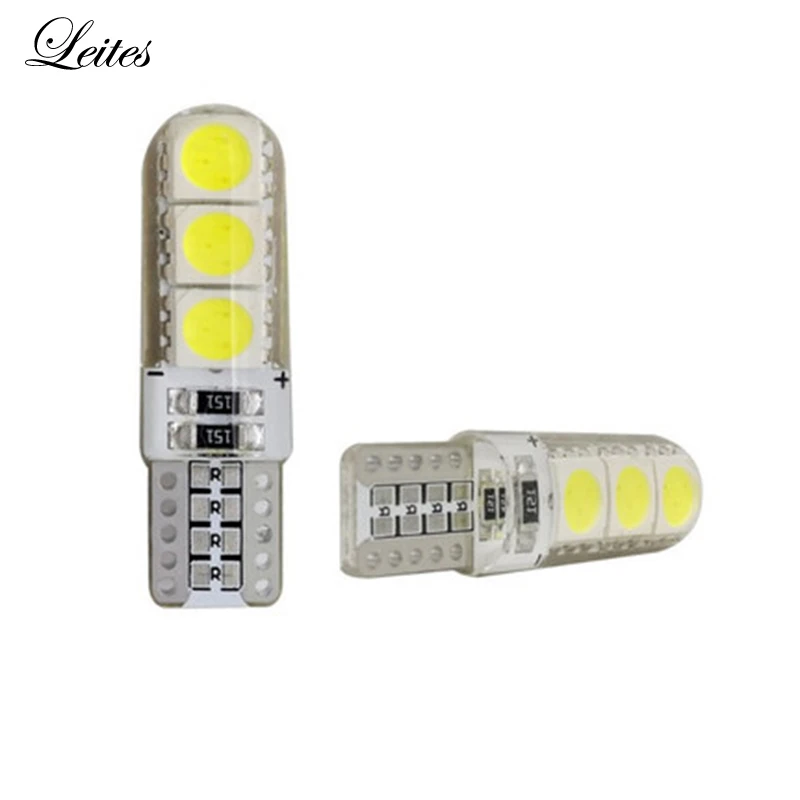 100 шт. лейтес супер яркий T10 светодиодные лампы 194 5050 6 smd DC 12V номерного знака