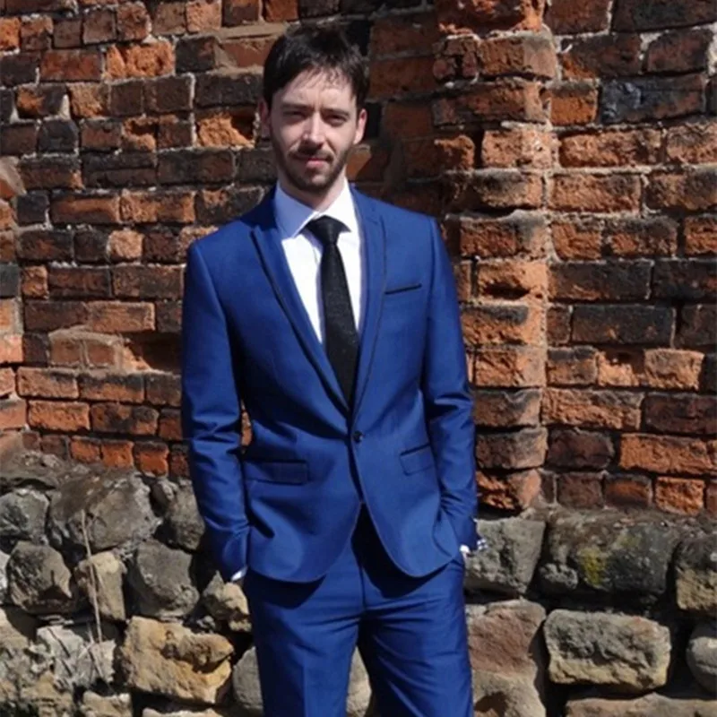 Новинка 2019 новейший дизайн пальто и брюк синий классический приталенный мужской