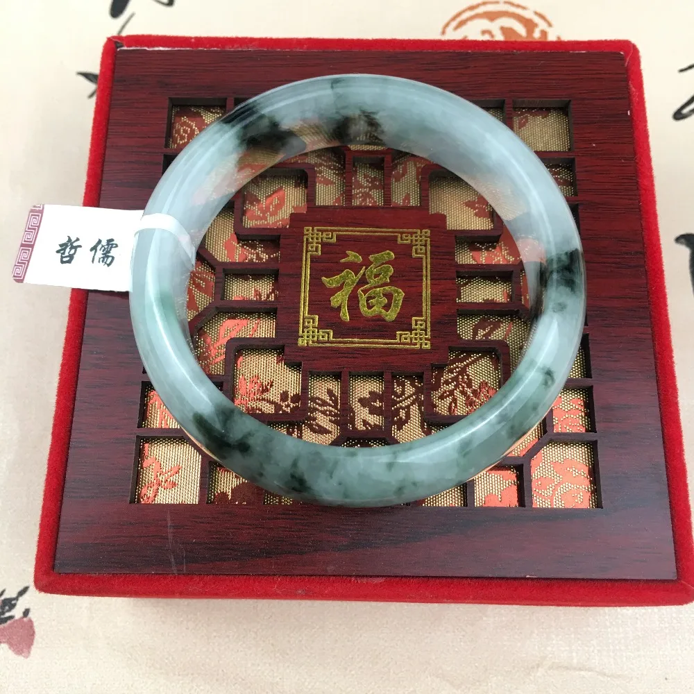 Zheru Jewelry Pure Natural Jadeite Bracelet Dark Blue Double Color 54-62mm Female Gift Give Class A National Certificate | Украшения и
