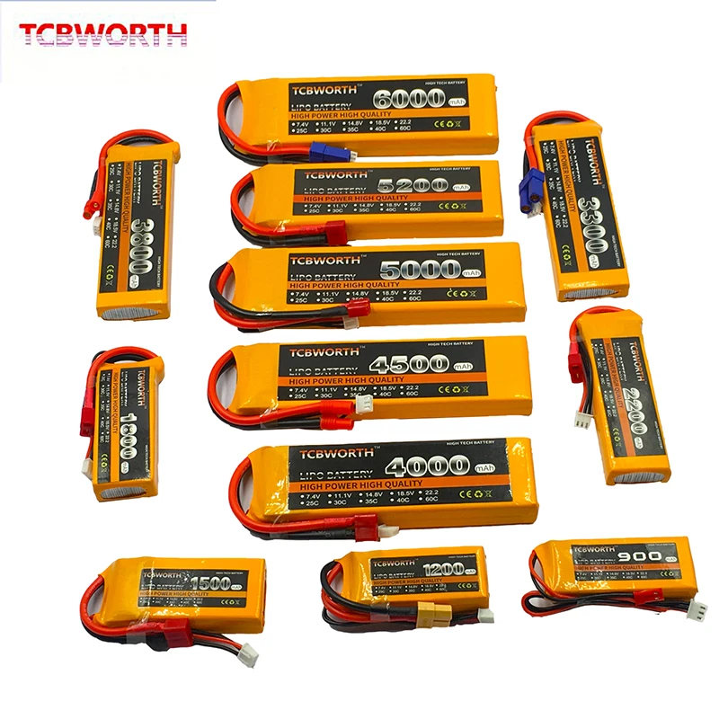 Радиоуправляемая игрушка LiPo Батарея 2S 7,4 v 1300 мА/ч, 2200 мА/ч, 3300 мА/ч, 4500 мА/ч, 6000 мА/ч, 25C 35C для радиоуправляемый самолет, Квадрокоптер автомобиля вертолета 2S LiPo
