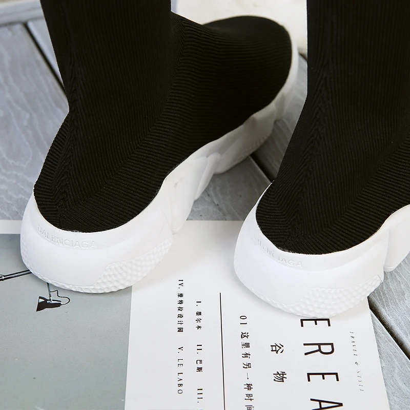 ORCHA LISA/большой Size44 эластичная ткань Для женщин; плоские на низком каблуке до колена ручной работы; модные женские сапоги без шнуровки, женские ботинки женская обувь Feminina J306