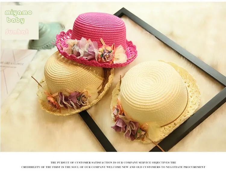 Шляпа детская соломенная милый головной убор для девочек ручная вязка с