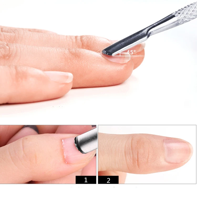 Monja двойной конец серебро из нержавеющей стали дизайн ногтей кутикулы толкатель