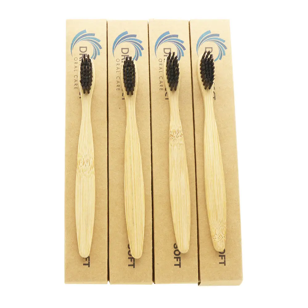 

DR.PERFECT 50PCS/lot Child Black Bristle Bamboo Toothbrush Eco friendly Wooden Bamboo Toothbrush Oral Care Black Head