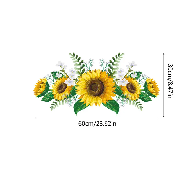 Removable Yellow Sunflower Background Wall Stickers Poster Plant Paster Decals Wallpaper Decor Bedroom Living Room Decorations | Дом и сад