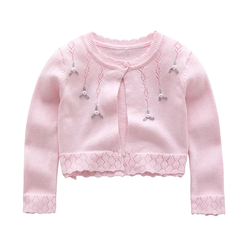 

apring baby girls cardigan pink white smocked baby knitting sweaters for kids children clothes cotton