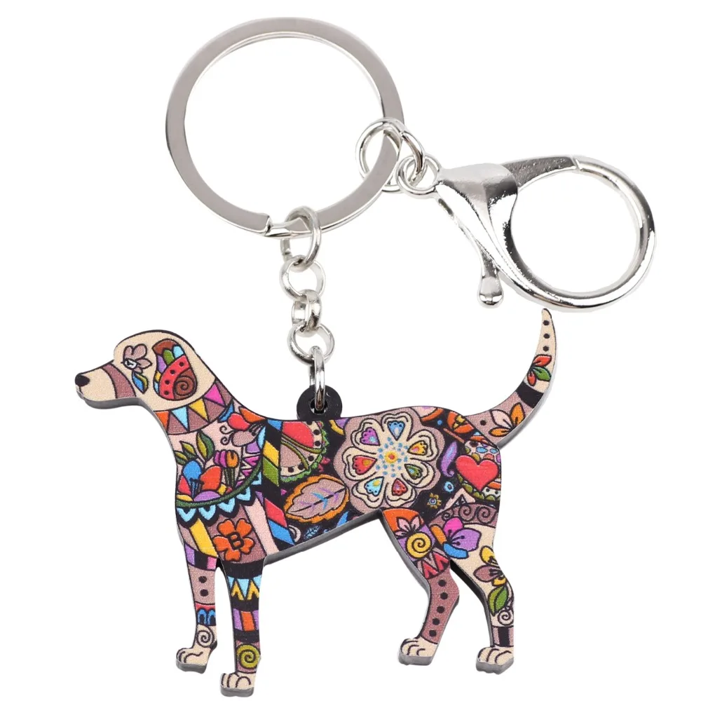Bonsny Acrylic Dog Jewelry Puppy Beagle Pets Key Chain Ring Pom Gift For Women Girl Bag Charm Keychain Pendant | Украшения и