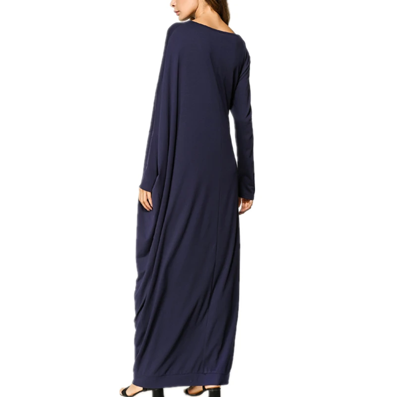 2020 Брендовое Модное темно-синее платье-кафтан Повседневное платье макси