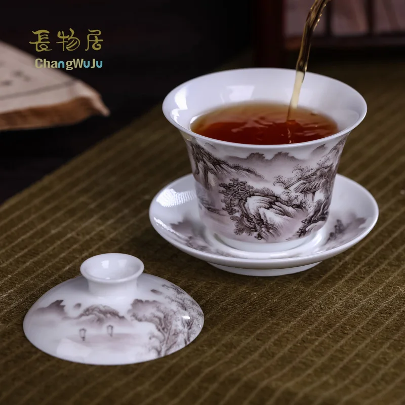 Чаши и блюдца Changwuju in Jingdezhen Экологически чистая чайная чашка с крышкой ручная